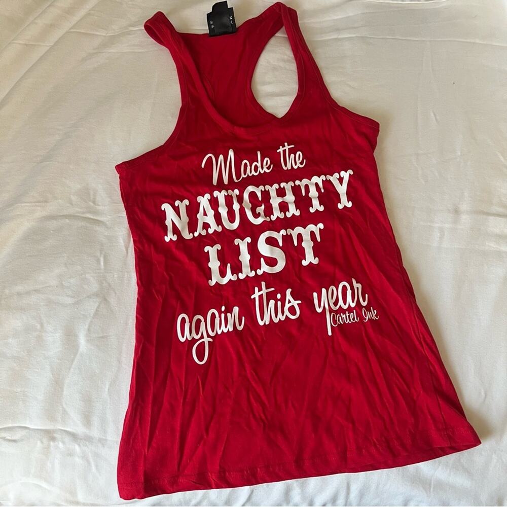 Cartel Ink Santa’s Naughty List Red Racerback Tank Top M